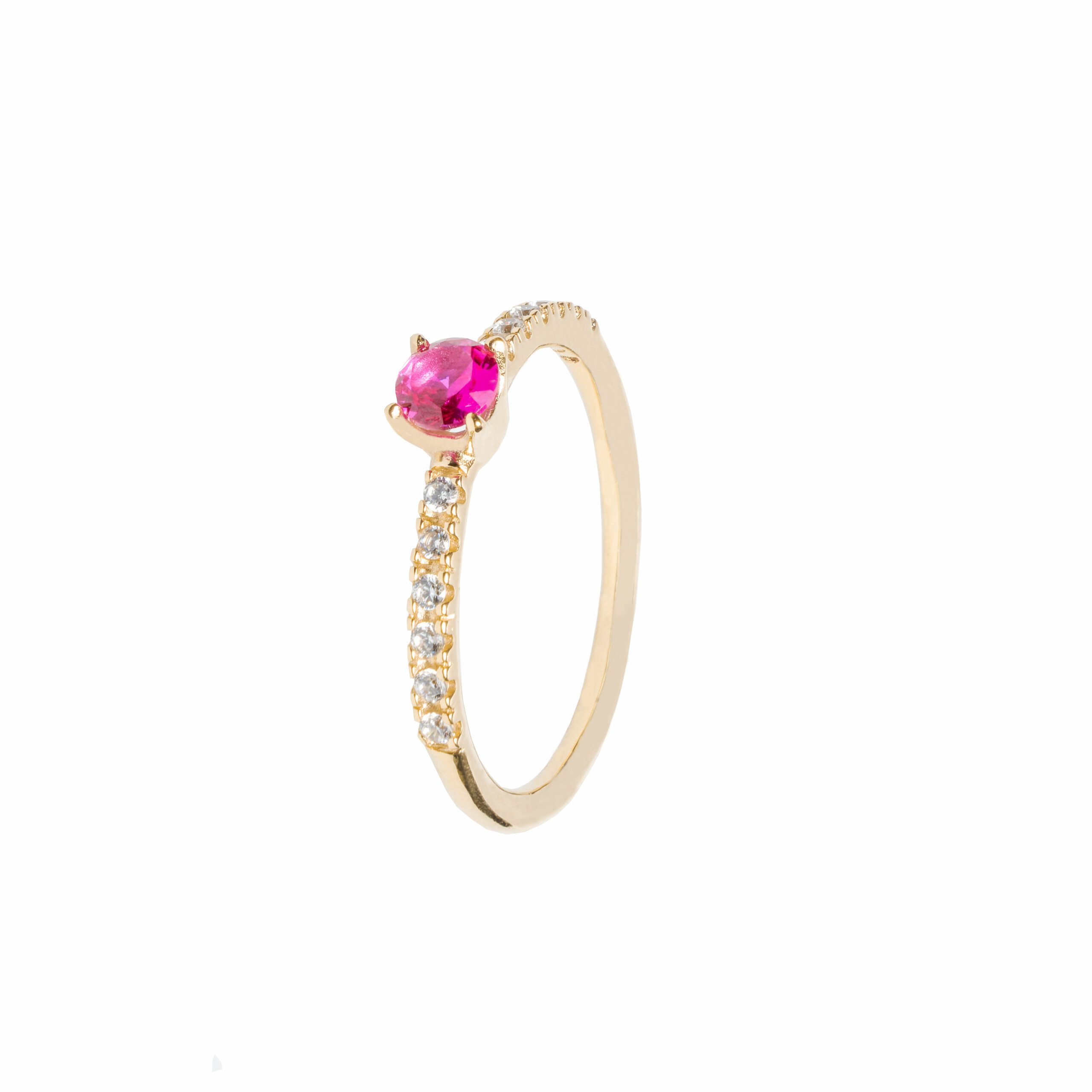 anillo oro amarillo cuarzo rosa y circonitas