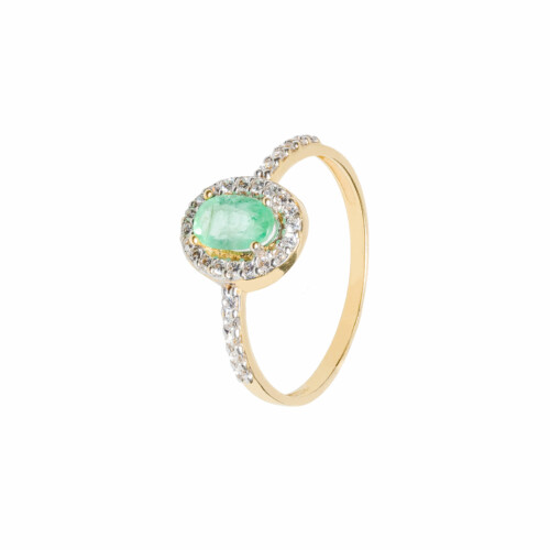 anillo oro esmeralda circonitas